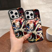 Funda trasera mate a prueba de golpes con temática de anime para iPhone 16, 15, 14, 13, 12, 11 Pro Max, X, XR, XS Max, 8, 7 Plus - Diseño duradero y elegante - Colores mezclados - Ver 3