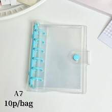 1pc A7 Transparent Loose Leaf Binder, Sticker Book, Cute Macaron Color Loose Leaf Planner, 6-Ring Loose Leaf Photo Album, Sticker Book, Single Snap Soft Leather Loose Leaf Notebook Sticker Book, A7 Transparent Refill Pages, PP High Transparency Material, Portable Large Capacity Photo Album, Suitable For KPOP Photo Cards, Trading Cards, Album, Etc. - Clear - View 12