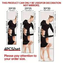 4片装+9.84英寸方形亚克力镜面墙贴，3D墙贴组合套装 DIY工艺家居装饰亚克力钻石镜面墙贴装饰背景墙镜 3D立体方形镜面贴纸 - 彩色 - 查看 9