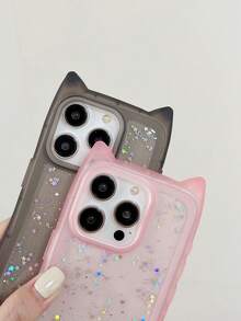 Cute Cat Ear Transparent Soft Phone Case Compatible With IPhone 17 Pro Max/17 Pro/17/16 Pro Max/16/16 Pro/16 Plus/15/15 Pro Max/15 Pro/15 Plus/11/12/13/14 Pro Max/11 Pro/11 Pro Max/12 Pro/12 Pro Max/13 Pro/13 Pro Max/14 Pro/14 Pro Max/14 Plus, Minimalist & Elegant Design - Pink-shiny - View 6