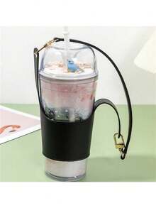 1 szt. przenośna torba na kubki do napojów, uchwyt na kubek do kawy, ochronny pokrowiec na kubek do herbaty, uchwyt na butelkę z wodą, skórzany pokrowiec z PU, torba podróżna na zakupy i kemping - Wielokolorowe - Zobacz 6