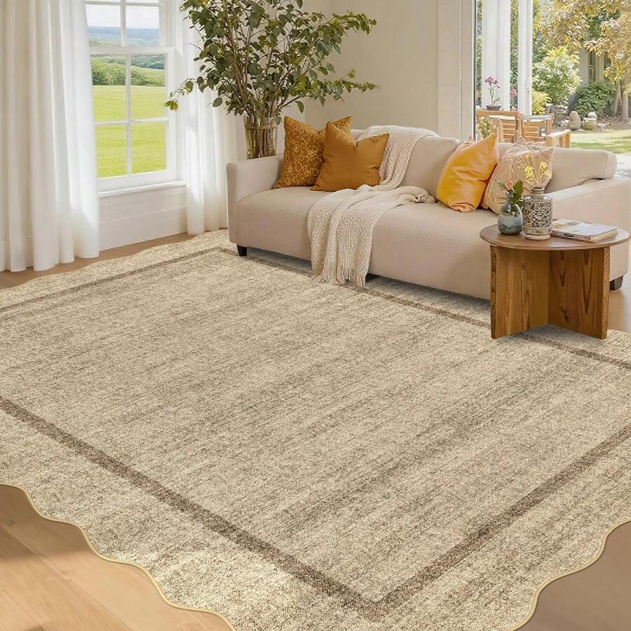 Modern Home Decor Simple Living Room Area Rug Non Slip Thin Bordered Entrance Runner Rug Non Shedding Low Pile Mat Throw Rug Easy To Clean Stain Resistant Carpet Printed Washable Soft Floorcover For Dinning Room Kitchen Laundry Bathroom Bedroom - Linen - View 1