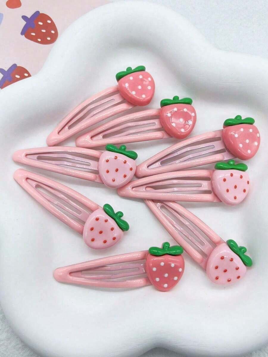 4/8pcs/Set Fashionable Cute Strawberry Fruit Bangs Hair Clips Claw Clips Hair Claws Hair Barrettes, Hair Accessories - Nhiều màu - Xem 1