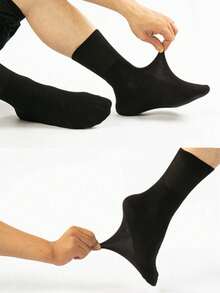 5 Pairs Men's Loose Top Comfortable Breathable Mid-Calf Socks, Non-Binding, Suitable For Daily And Outdoor Wear, All Year Round - Multicolor - View 5