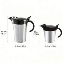 Elegant Double-Layer Insulated Stainless Steel Meat Juice Boat With Flip Cover Design - Perfect For Pouring Juice And Cream, Dishwasher Washable- Stainless Steel Sauce Pot With Hinged Lid, 304 Stainless Steel Steak Sauce Pot