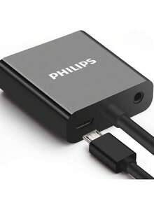 PHILIPS El convertidor HDMI a VGA SWR1620B/93 incluye un conector de salida de audio de 3,5 mm y admite la conexión entre decodificadores de computadora y proyectores/monitores.