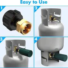 1pc Propane Refill Adapter, Fits 20lb Tanks, Low Pressure Gas Connection, Suitable For QCC1/1 Type Propane Tanks And 1lb Disposable Cylinders, Copper Alloy Material, Gas Refilling Solution - Multicolor - View 7