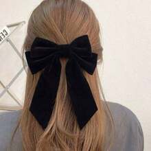 1 chiếc kẹp tóc nơ trang trí thanh lịch, nơ nhung lớn phù hợp cho phụ nữ và bé gái, kẹp tóc mùa đông, phụ kiện tóc thường ngày. - Nhiều màu - Xem 7