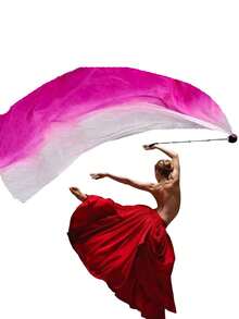 彩虹丝带，适用于舞蹈表演、飘逸的手持丝带、舞台装饰和道具（多种颜色可选）。 - 彩色 - 查看 13