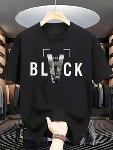 Men'S Short-Sleeve Shirt Made Of, Lightweight And Breathable, Featuring  Printed Designs.This Creatively Illustrated T-Shirt With A Letter Theme Is Ideal For Travel, Summer, Beach Outings, And Everyday Casual Wear At HomeMinimalist Style  Sweatshirt .,Mens Clothes,Shorts,Shirts,Men,Romwe - 白色 - 查看 9