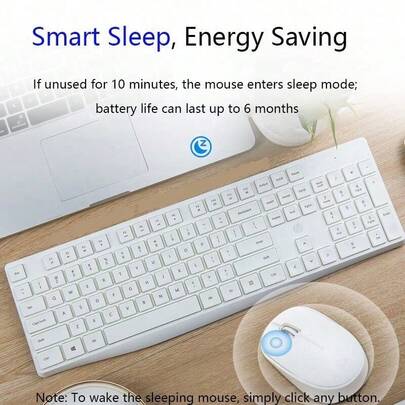 HP CS10 업그레이드 무선 키보드 & 마우스 콤보: 인체공학적이고 방수 기능이 뛰어난 키보드 디자인, 고정밀 커서, 다양한 환경에서 노트북과 데스크톱에 적합합니다. 화이트 색상.