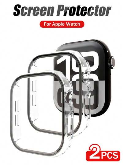 واقي شاشة زجاج مقسى بإطار بلاستيك صلب لساعة أبل واتش SE (الجيل الثاني)، السلسلة 6/SE/5/4، 40 مم، عالي الدقة مقاوم للخدش