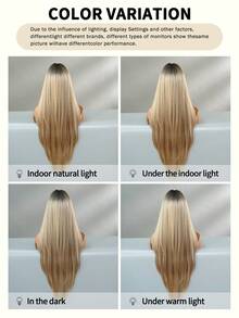 NICKY WALL Tóc giả dài 32 inch, thẳng, nhiều lớp, màu nâu dành cho nữ, kiểu dáng thanh lịch, tự nhiên với mái bằng, chất liệu sợi tổng hợp dày dặn, mềm mại, chịu nhiệt, không cần keo dán, thích hợp sử dụng hàng ngày và dự tiệc. - màu nâu - Xem 7