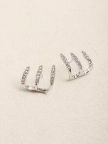 1 Pair Minimalist Triple Claw Clip-On Earrings For Women