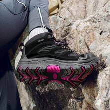 女士户外运动鞋，时尚女士徒步鞋，耐穿、舒适、防滑、透气的高品质户外女士运动鞋，圆头系带，轻便、耐磨、防撞，适合徒步、散步、旅行 - 黑玫紅(s9961) - 查看 6