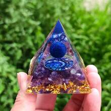 1pc Lapis Lazuli Crystal Ball, Crystal Pyramid, Absorb Positive Energy, Relieve Stress, Promote Chakra Healing, Amethyst Meditation Stone, Creative Gift - E-2-1 - View 6