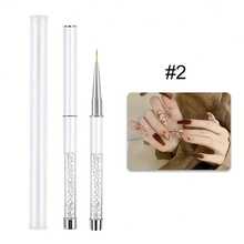 1-15PCS White And Black Metal Nail Art Brushes With Diamond Handle - Versatile Styles For Professional Salons And Home Use - White - View 12