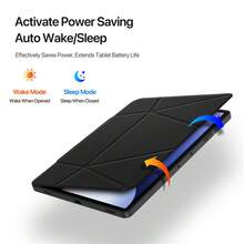 Slim Folio Faux Leather Stand Case | Smart Cover For Samsung For Galaxy Tab S10 Lite/S10 FE/S9/S9 FE 10.9" Tablet With Multi-Angle Support And Sleep - 黑色 - 查看 4