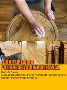 1/3pcs Wood Seasoning Beeswax For Furniture And Floors, Natural Beeswax Furniture Polish For Wood, Multipurpose Beeswax Wood Finish Cleaner For Doors, 2.8oz - one-size - View 3