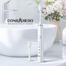 3pcs Replacement Heads Adult Electric Toothbrush, 5 Modes, 1 Wall Mount Holder & Dust Cover, IPX7 Waterproof, Long Battery Life, USB Rechargeable, Teeth Cleaning