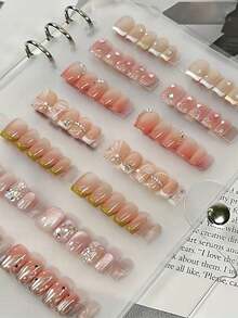 Nail Art Display Book, A5 Size, Nail Tips Design Album With 6 Inner Pages - Manicure Sample Showcase Binder For Press-On Nails, Salon Nail Art Storage & Style Presentation - Clear - View 2