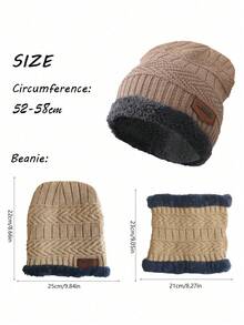 3 pezzi/set invernale in maglia, inclusi cappello, sciarpa e guanti, a doppio strato elastico e termico, set di cappello + sciarpa + guanti, adatto per il calore invernale, può essere un regalo di Natale/Capodanno o un set termico da esterno. Il colore della fodera interna è casuale (stile 1-stile 3 colori casuali), outfit autunnale - Cachi - Visualizzare 2