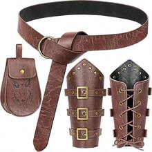 Renaissance Accessories Men Women Viking Medieval Belt Pouch Leather Bracers Viking Costume Men Accessories For Halloween - ColorB - 查看 1