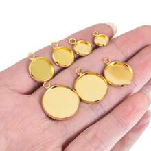 20 khay mặt dây chuyền tròn bằng thép không gỉ, đường kính 6-25mm, thích hợp để tự làm vòng cổ, dùng để gắn đá và mặt dây chuyền trang trí. - Đế mặt dây chuyền - Xem 4