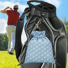 GG Style Light Blue Golf Bag With Drawstring Zipper, Portable And Durable PU Golf Ball And Ball Marker Bag With Drawstring - High-End Accessories For Men Golf - Perfect Gift For Father, Boyfriend, Husband Birthday, Retirement, Father's Day - Blue - View 9