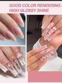 6件套亚克力粉套装，裸粉色和白色高光亚克力粉套装，美甲DIY设计，6色亚克力美甲3D雕塑法式美甲延长和雕刻，专业聚合物3D亚克力美甲套装，女士礼物 - 彩色 - 查看 8