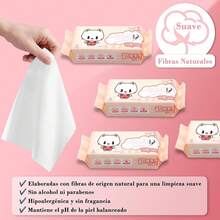 Toallitas Húmedas para Bebé, Antibacteriales, Hipoalergénicas, Sin Alcohol, Sin Parabenos, Textura Acolchonadita, Fresco Aroma, 30 Toallitas por Paquete (Osito) - Gatito - Ver 8