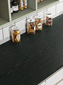 1 Roll Peel And Stick Wallpaper Wood Contact Paper Wood Wallpaper Black Wood Grain Contact Paper Thicken Textured For Cabinets And Drawers Countertops Waterproof Self Adhesive Vinyl - Black - View 5