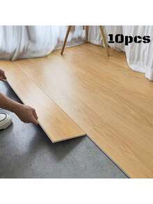 10pcs 40x15cm PVC Self-Adhesive Waterproof Thickened Wood Grain Floor Stickers, For Living Room - 40x15cm - 10pcs - View 2