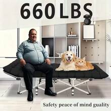 1200D Oxford Canvas Folding Camping Bed For Adults With Soft Foam Mattress And Carrying Bag - Double-Layer Portable Outdoor Bed, Folding Bed With Mattress, Folding Bed, Camping Bed, Camping Bed With Mattress, Camping Bed, Portable Folding Bed, Camping Gear, Portable Bed, Sofa Bed, Recliner-Style Folding Bed, Outdoor Chair - 沒有床單-60inx28in - 查看 4