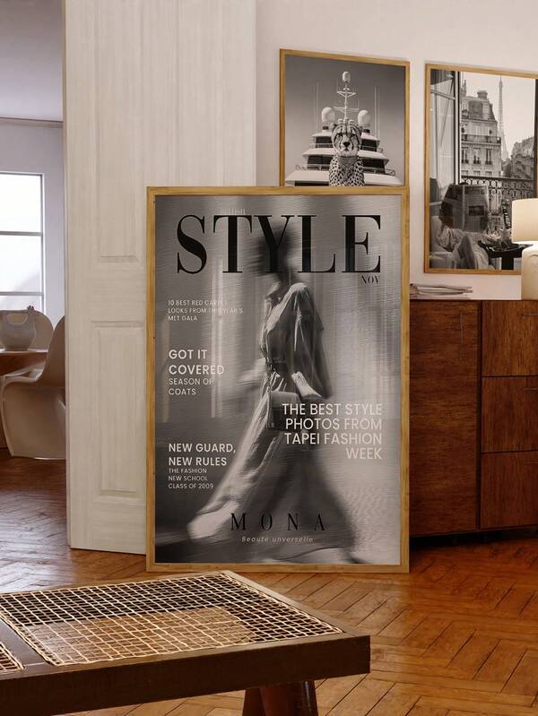 1pc Frameless Black White Luxury Photo Wall Art Print, Fashion Magazine Style Feminine Art Poster, Vintage Home Decor For Living Room, Dorm, Party Gift - Back To School, Funky Posters, Room Decor, Wall Prints, Vintage Decor, Bedroom Decor College Dorm Essentials