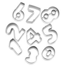 9pcs Numeric Cookie Cutter Set, 0-8 Number Shaped (Reversed 6 To 9) Stainless Steel Baking Cookie Cutters, Numeric Baking Tools - Silver - View 2