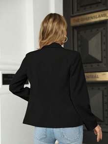 Fisoew Women's Petite-Friendly Slim Fit Office Blazer Jacket – Figure-Flattering Long Sleeve Lapel Button Work Coat For Business, Commuting, Interview & Daily Wear, Christmas Gift & New Year Gift - Black - View 4