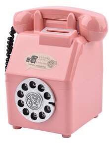 1个粉色小猪存钱罐，电话造型，可作硬币罐、家居装饰/毕业季装饰、收纳罐、摄影道具、生日派对礼物