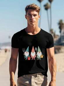 Gnome Garden Team T-Shirt - 220g Cotton T-Shirt For Gardening Lovers - Funny Gnomes With Tools, Graphic Print - Soft And Durable Unisex T-Shirt - Gardeners 0001summer - 白色 - 查看 7