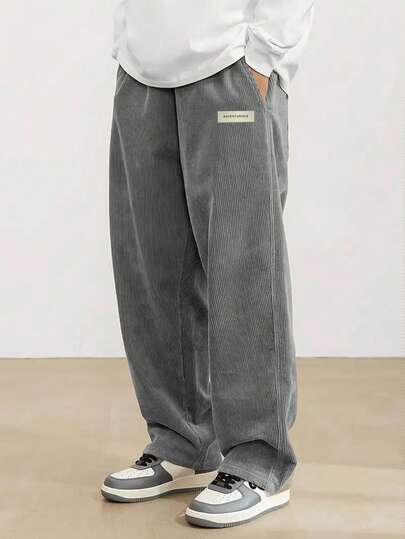 美式复古灯芯绒直筒男士裤，卡其色休闲裤，百搭款式，适合送给男友或老公。