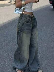 Teenagers' Fashionable Straight Leg Loose Fit Casual Jeans