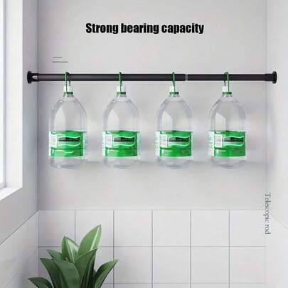 1根免钻孔弹簧式伸缩杆 - 重型重力支撑杆，适用于浴帘、晾衣架、窗帘、窗帘杆和衣柜