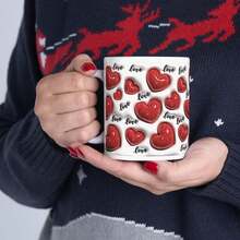 Taza de Cerámica 11 oz con Diseño de Corazones, Flores y Besos, Mensaje de Amor para Parejas o Amigos, Regalo Original para San Valentín, Aniversarios o Cumpleaños Esposa Novia - Padrino - Ver 11