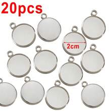 20 khay mặt dây chuyền tròn bằng thép không gỉ, đường kính 6-25mm, thích hợp để tự làm vòng cổ, dùng để gắn đá và mặt dây chuyền trang trí. - Đế mặt dây chuyền - Xem 12