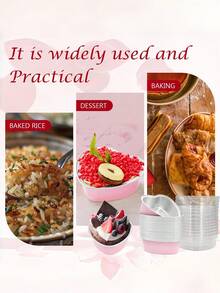 30Pcs Heart Shaped Cake Pans With Lids, Mini Pink Aluminum Foil Baking Tins 3.4 Oz, Disposable Cupcake Containers For Valentine's Day, Mother's Day, Wedding, Party - Multicolor - View 7