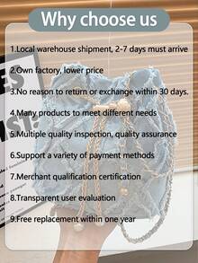 New Fashion Classic All-Match Solid Color Diamond Lattice Raw Edge Metal Drawstring Opening And Closing Design Shoulder Bucket Bag, Elegant Women's Wallet, Drawstring Fringe Shoulder Bag, Denim Bucket Bag, Women's Pearl-Embellished Drawstring Chain Crossbody Bag, Luxury Women's Crossbody Bag, Fashionable Denim Single-Shoulder Tote With Chain Strap And Diamond-Patterned Linen Trim, Wearable Crossbody Or Underarm Carry, Multi-Pocket Design, Oversized Relaxed Hobo Bag With Adjustable Strap, Pearl Rhinestone Bucket Bag, Elegant Evening Clutch, Travel Tote, Niche-Design Commuter Handbag, Distressed Fringe Shoulder Bag, Quilted Distressed Fringe Cylindrical Tote, Drawstring Tote Casual Women's Bag. Perfect For Shopping, Commuting, Parties, And Gatherings. Christmas, Thanksgiving, Cyber Monday Holiday Gifts. Velvet Party Bags For New Year's, Winter, And Snow Season. Year-End Promotions. Warm, Plush, Fur-Lined Styles.End-Of-Year Stocking Stuffers Christmas Gifts - Blue - View 5