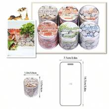 6Rolls Floral Washi Tape Set PET 40mm Wide Washi Sticker Junk Journaling Stickers Flower Scrapbook Stickers Vintage Washi Tapes Scrapbooking Supplies Decorative Tape Crafts, 6.6ft Long - 石路 - 查看 4