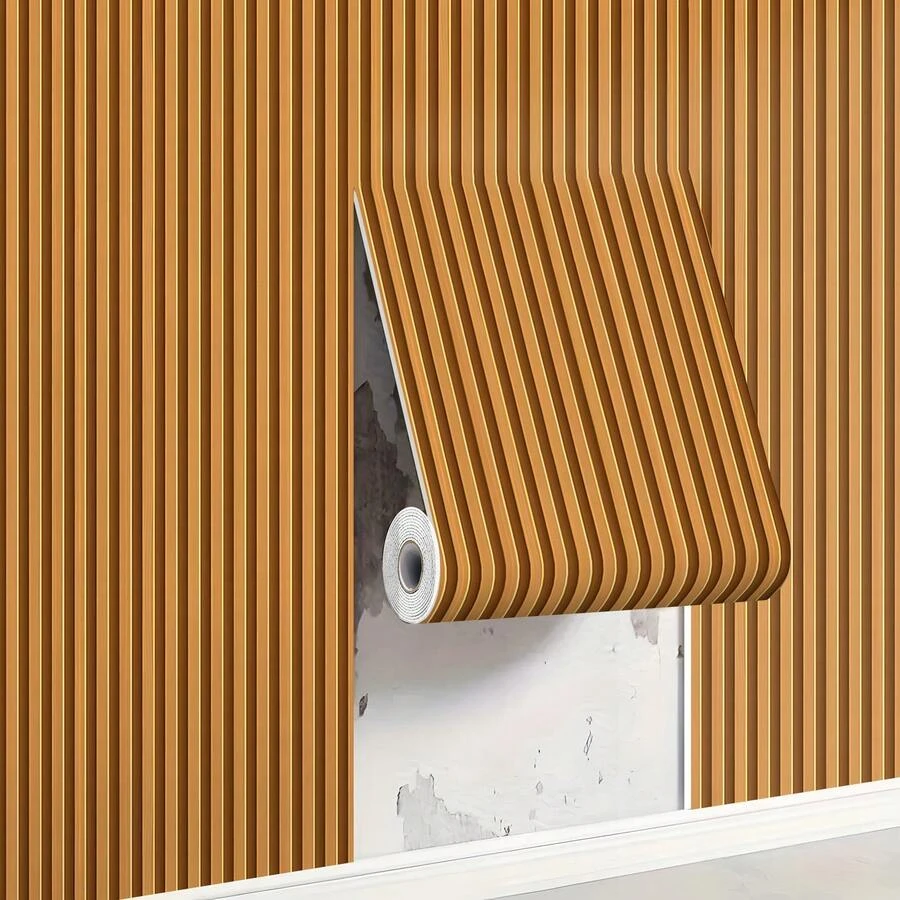 A Roll Of 3D Style Ceiling Stickers, Self-Adhesive Wood Grain Wallpaper, Mainly Suitable For Ceilings, Ceilings, And Floors. It Is A Detachable And Re Adhesive Wallpaper, Perfect For Decorating Living Rooms, Kitchen Tailboards, And Bathrooms. - Ginger - View 1