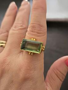 1枚优雅绿色立方氧化锆戒指，女士奢华波西米亚风格，周年纪念日情人节礼物派对饰品 - 戒指 - 查看 2