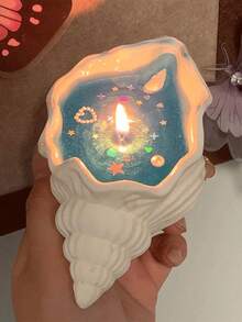 1pc Handmade Seagull & Starfish Shaped Scented Candle Pearl, Paired With Colorful Gel Candles To Create A Dreamy Atmosphere (Due To Industrial Dyeing Process, Slight Color Difference May Exist Between Batches, Some Decorative Accessories Randomly Included). Home Decor, Room Decor